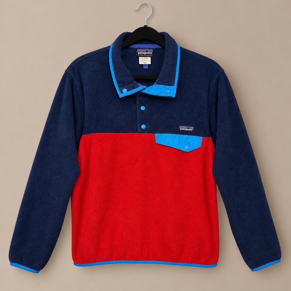 Patagonia Synchilla Snap-T Fleece Pullover Mens S Navy Blue Red 25580 Outdoor